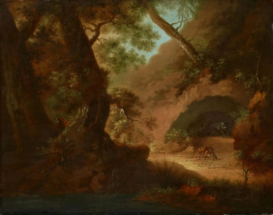 Lobos en el bosque frente a una cueva - Caspar David Friedrich