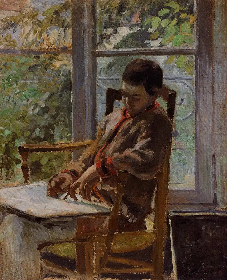 Lucien Pissarro en un interior - Camille Pissarro