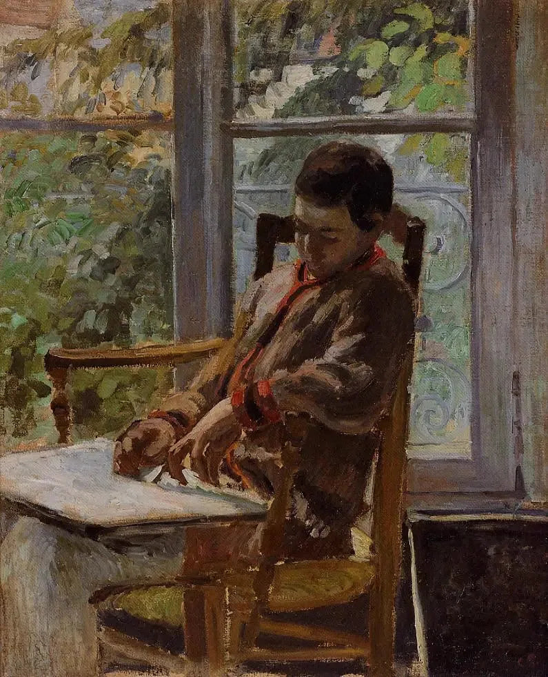 Lucien Pissarro en un interior - Camille Pissarro