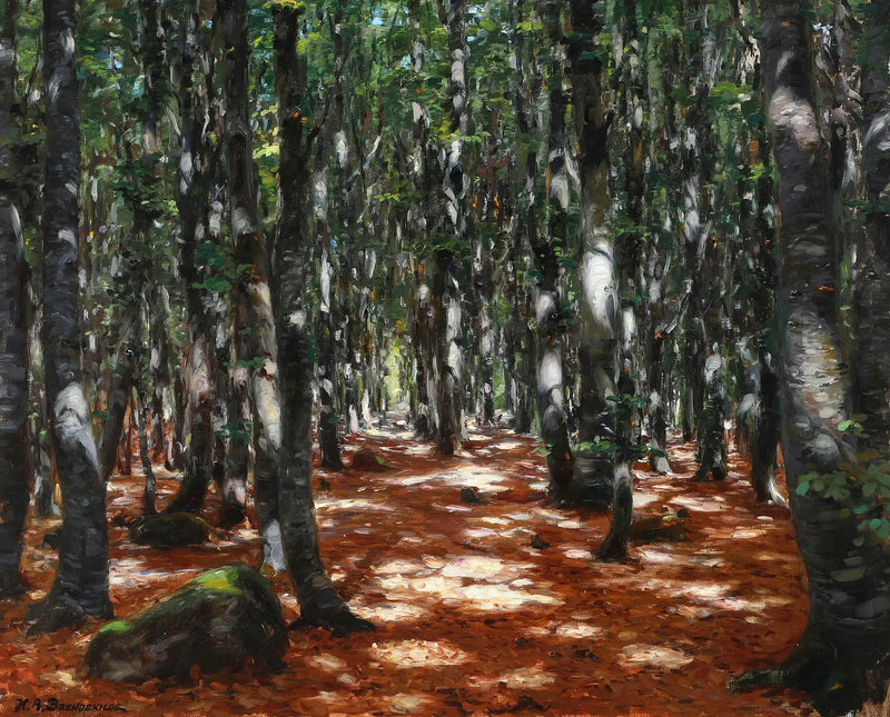 Luz del sol a través de los hayas. - H. A. Brendekilde