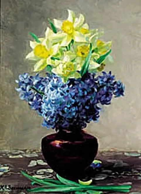 Lirios y jacintos de Cuaresma en un frasco. - H. A. Brendekilde