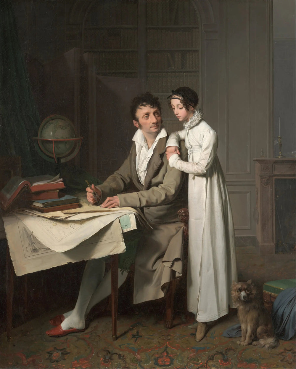 M. G*** donnant une leçon de géographie à sa fille - Louis-Léopold Boilly image 1 reproduction d’œuvre d’art à l’huile
