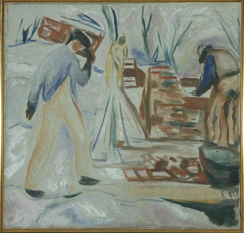 Albañil trabajando en el edificio del estudio - Edvard Munch