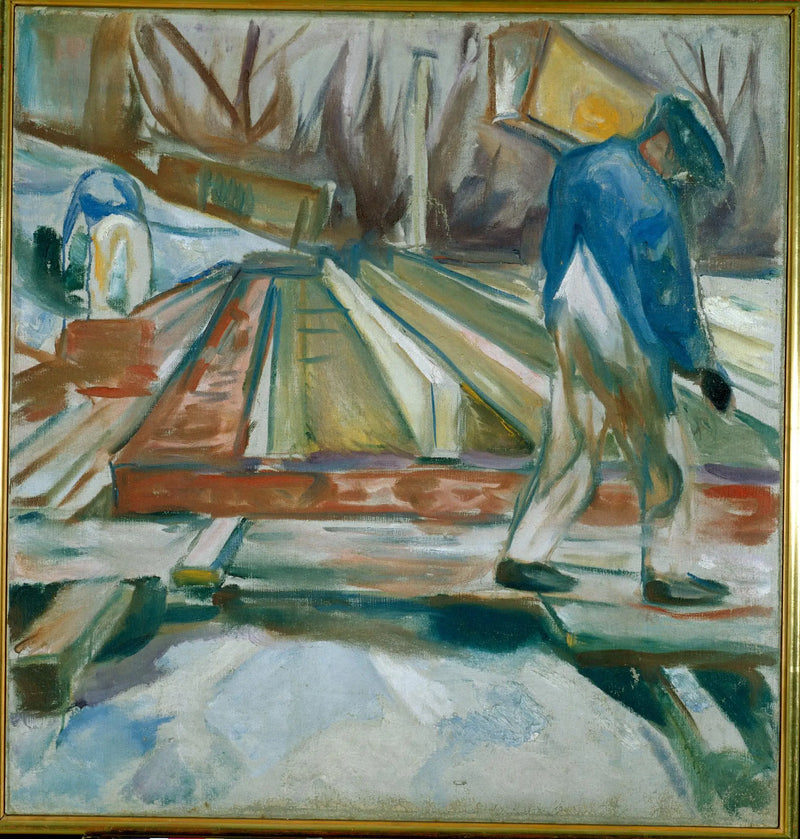 Albañil trabajando en el edificio del estudio - Edvard Munch