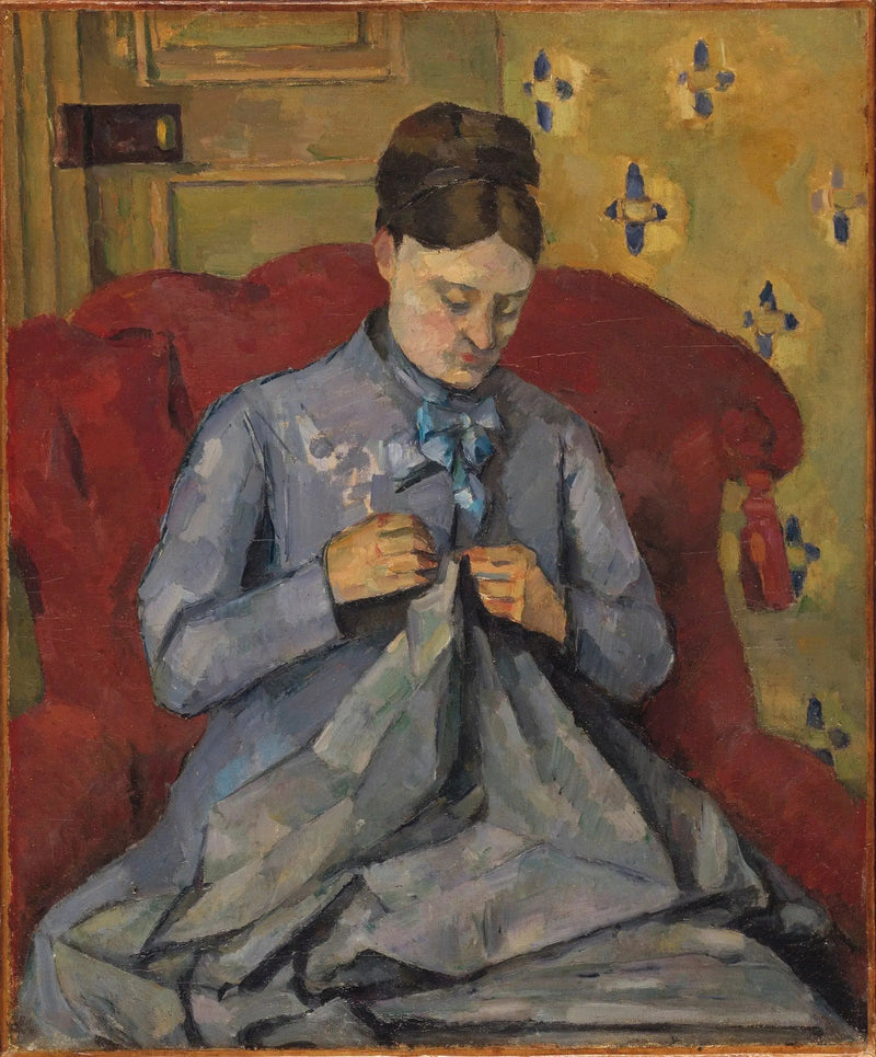 Madame Cézanne cosiendo - Paul Cézanne