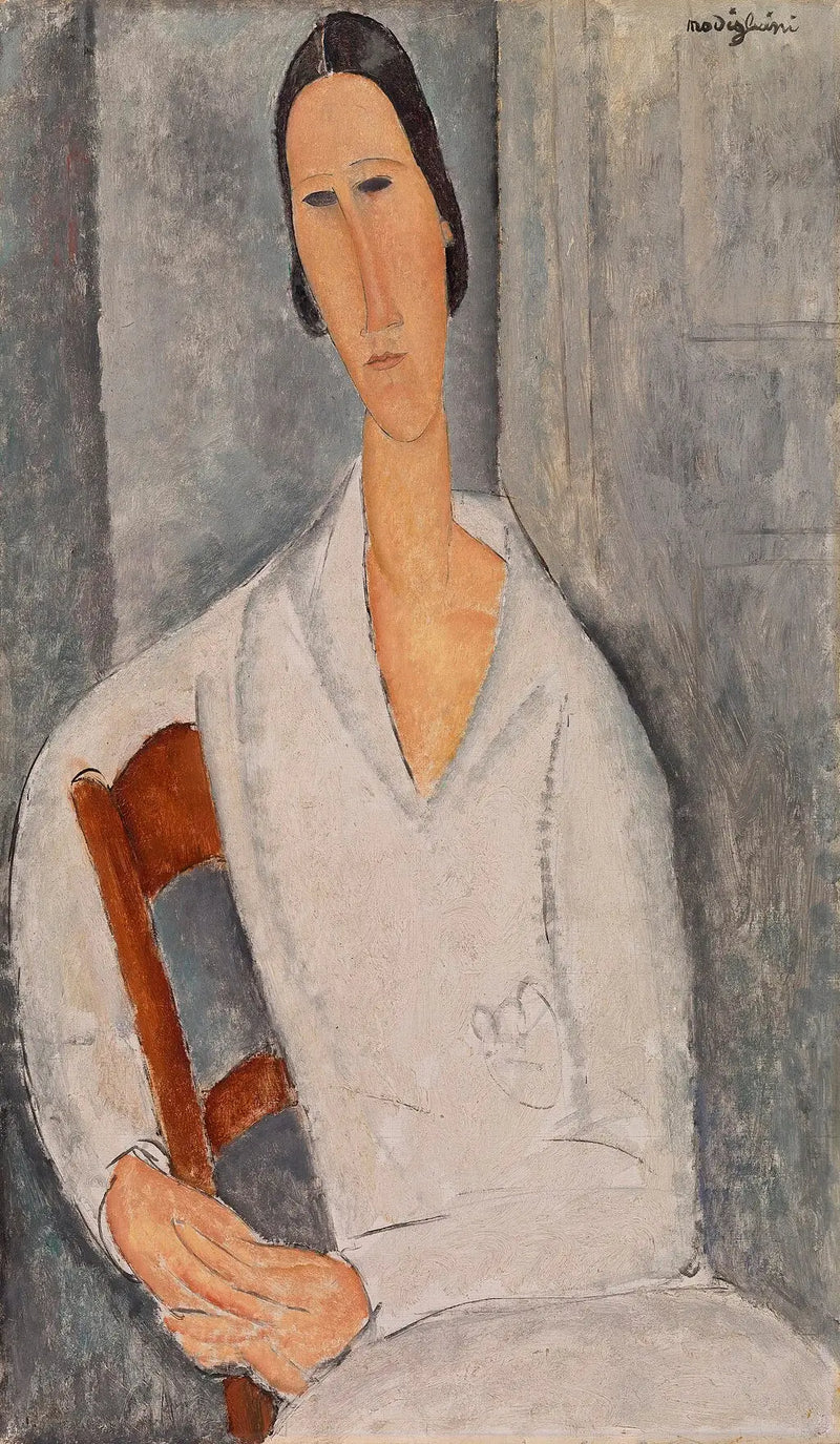 Madame Hanka Zborowska apoyada en una silla - Amedeo Modigliani