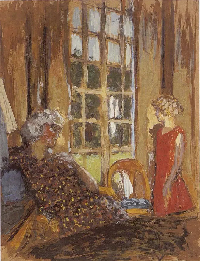 Madame Hessel y Lulu en la puerta-finestra - Édouard Vuillard