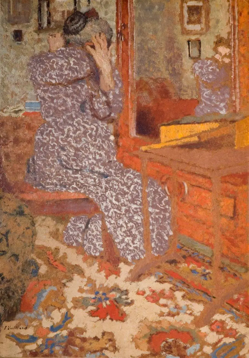 Madame Vuillard arreglando su cabello - Édouard Vuillard