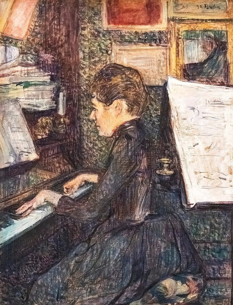 Mademoiselle Dihau al piano - Henri de Toulouse-Lautrec