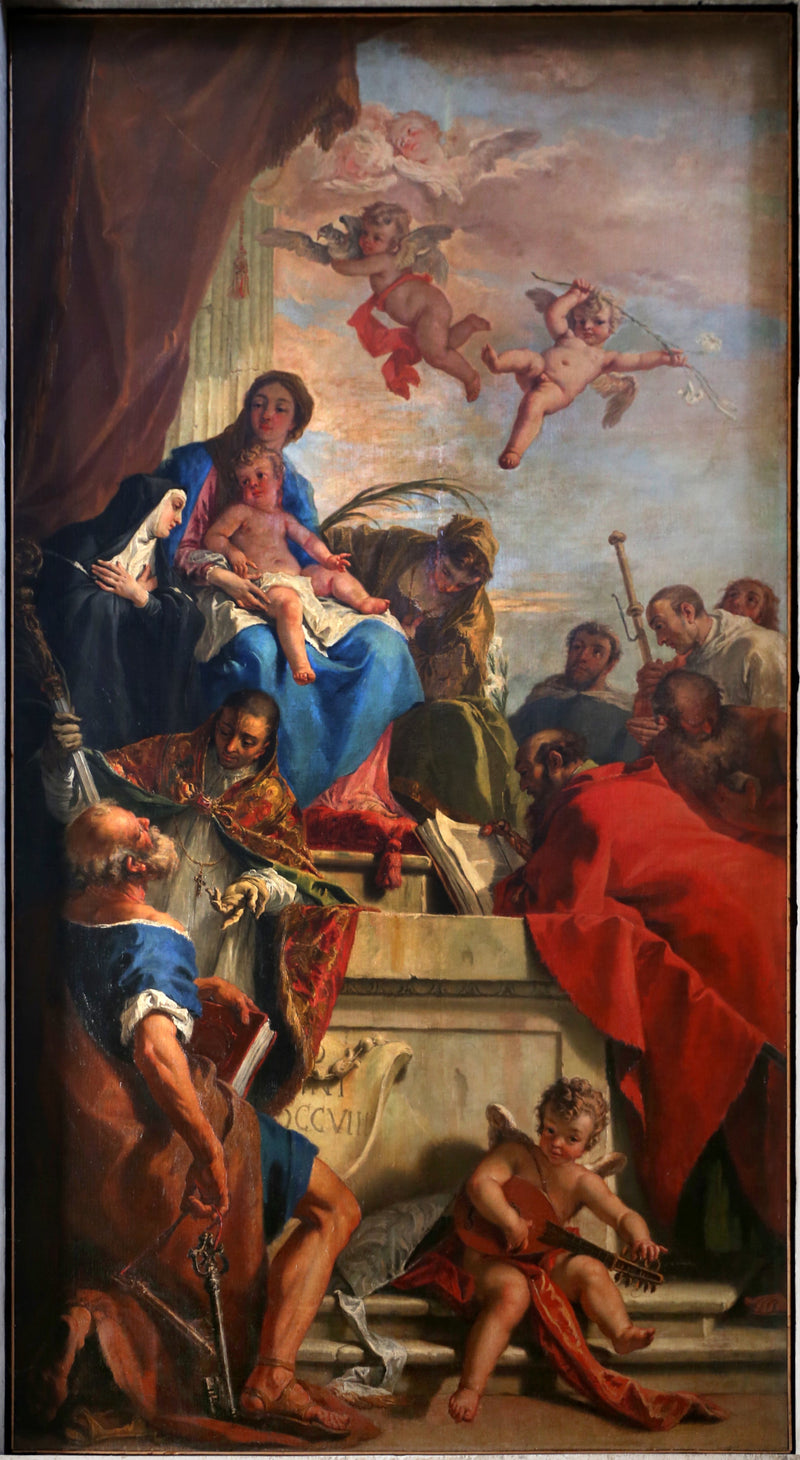 Madona con bebé y santos - Sebastiano Ricci