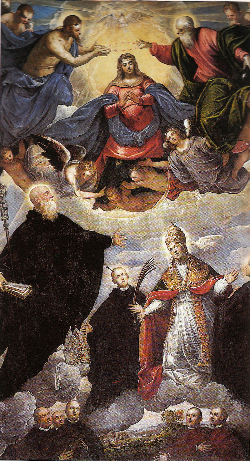 Madona coronada entre santos benedictinos - Jacopo Tintoretto