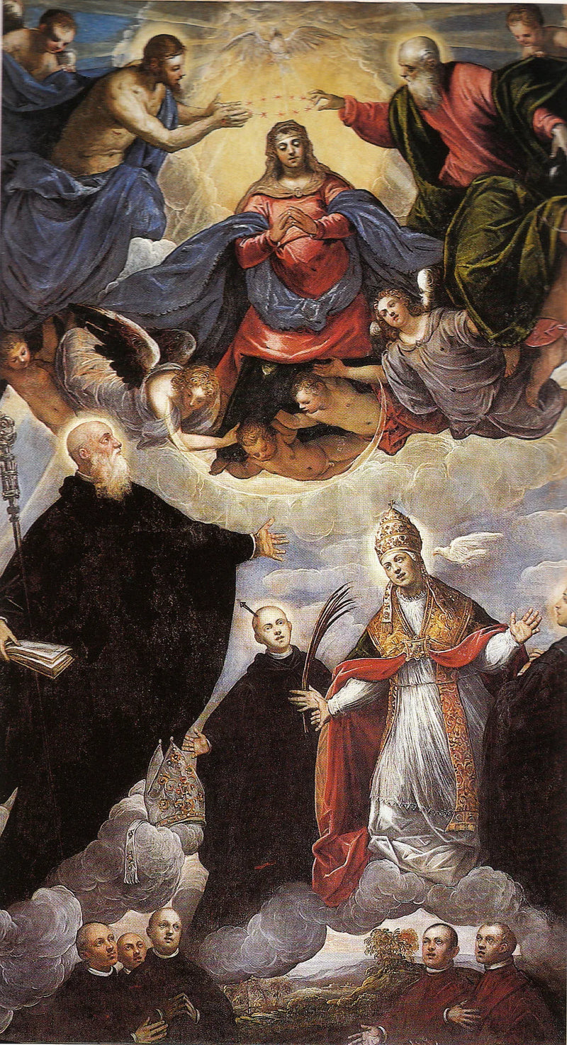 Madona coronada entre santos benedictinos - Jacopo Tintoretto
