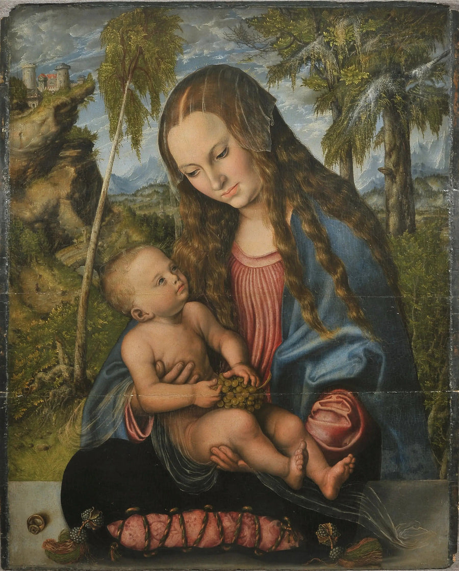 Madonna bajo el árbol de Navidad. - Lucas Cranach el Viejo