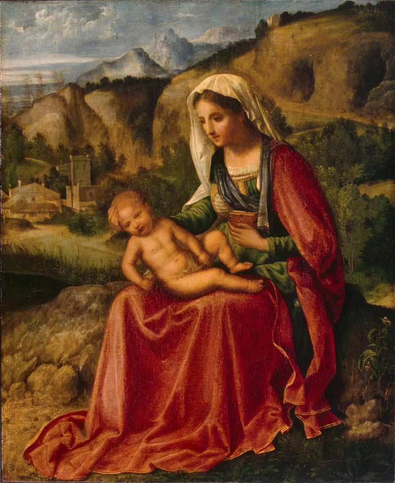 Madonna con Niño en un paisaje - Giorgione