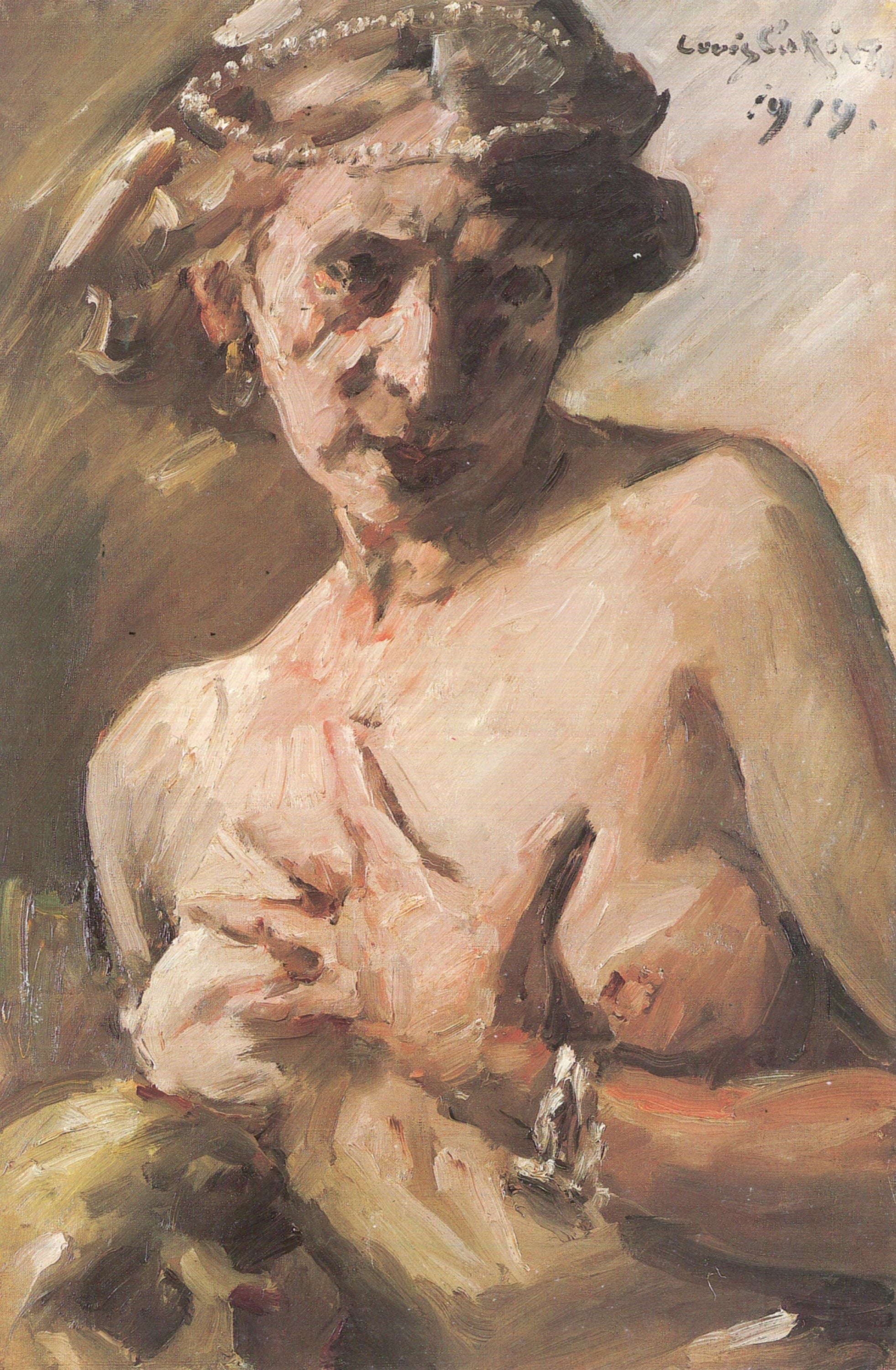 Magdalena avec des perles dans les cheveux - Lovis Corinth image 1 reproduction artisanale de tableau