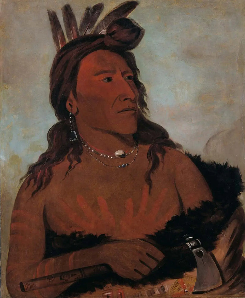 Mah-tó-che-ga, Pequeño Oso, un Valiente Hunkpapa - George Catlin