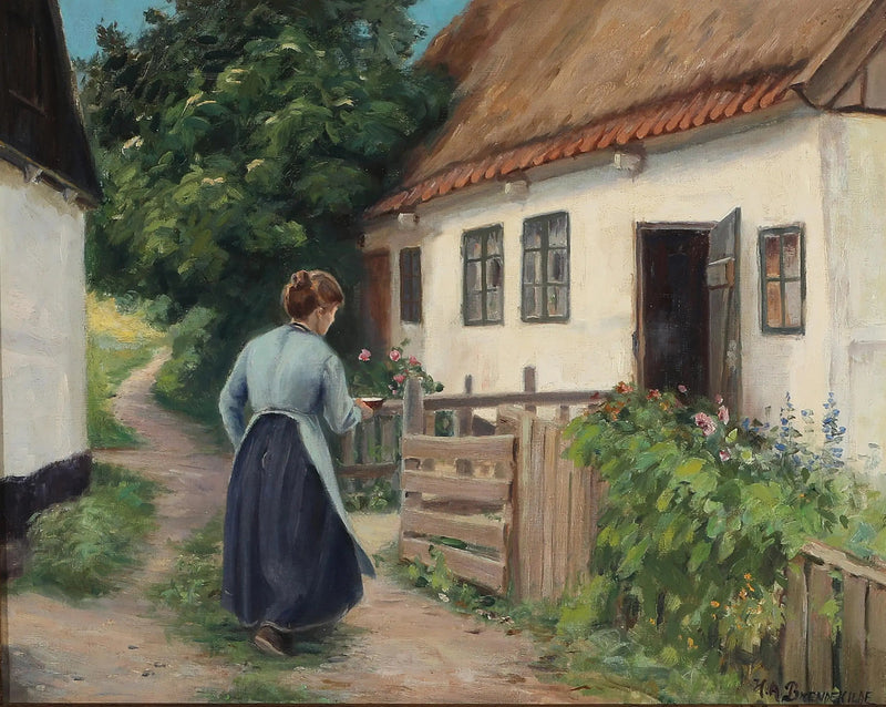Casa de la costurera en Lille Næstved. - H. A. Brendekilde