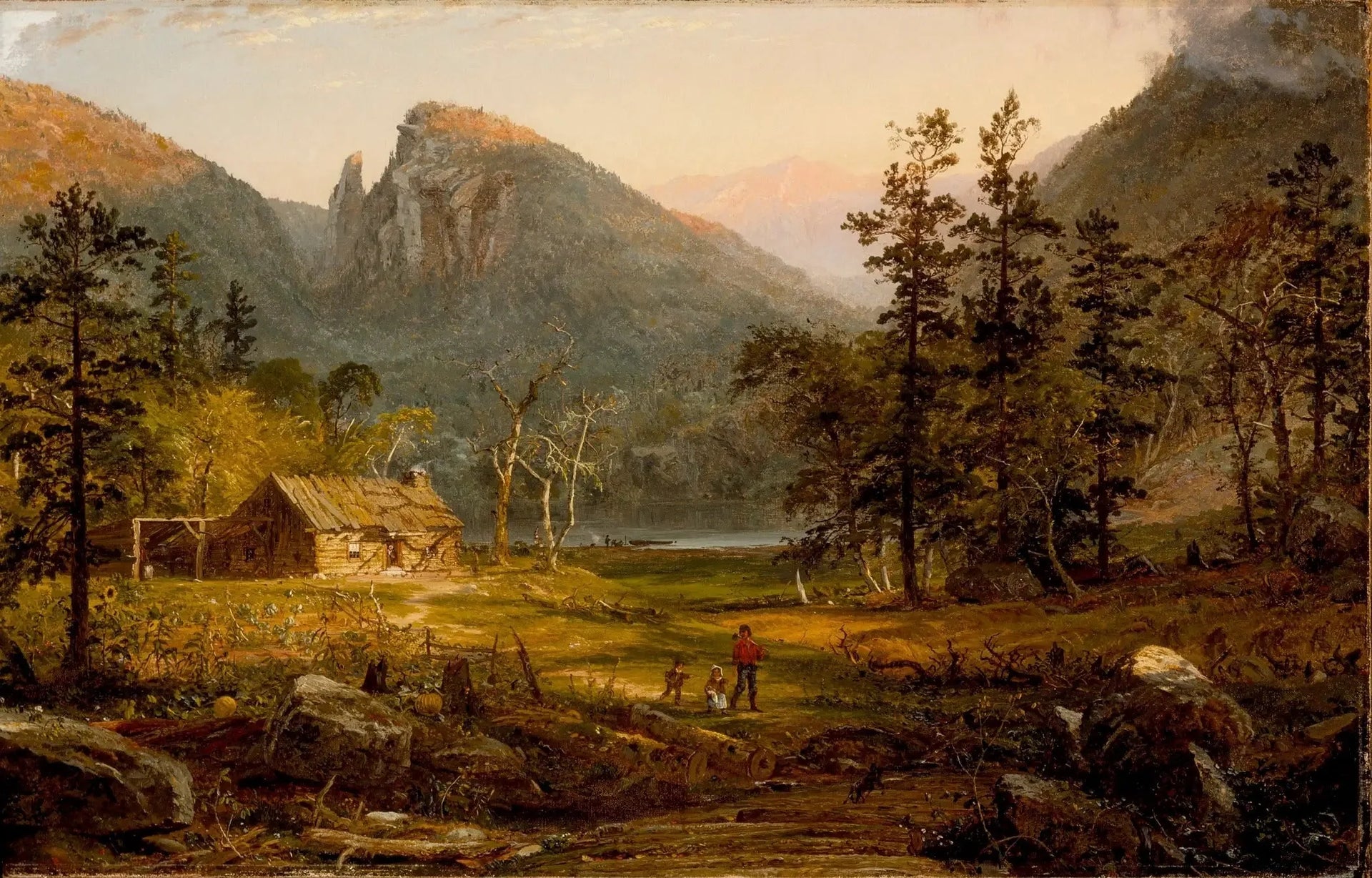 Maison du pionnier, Eagle Cliff, Montagnes Blanches - Jasper Francis Cropsey image 1 copie peinte à la main à l’huile
