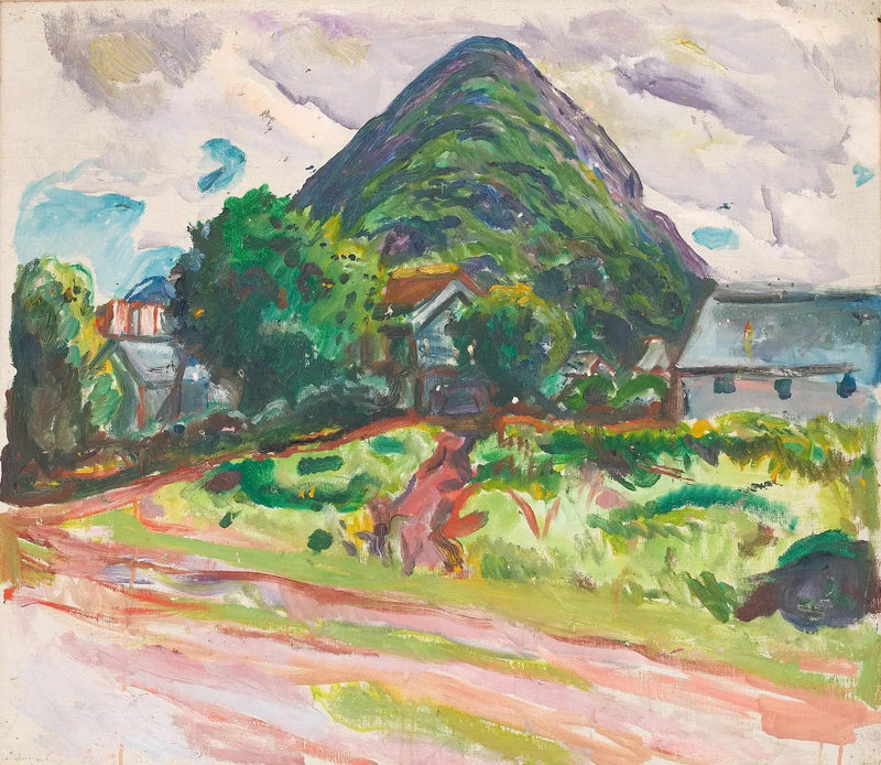 casa y montañas al fondo - Edvard Munch