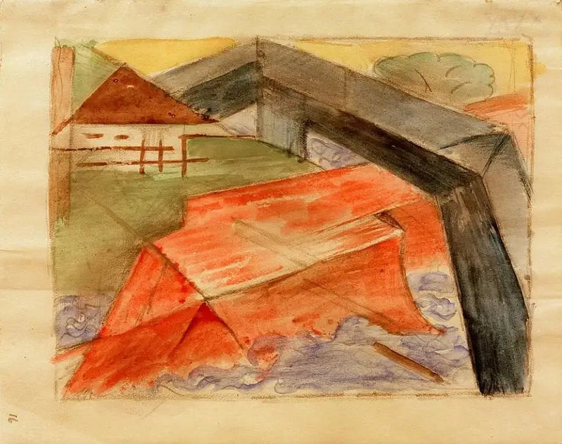 Casa y puente - Franz Marc