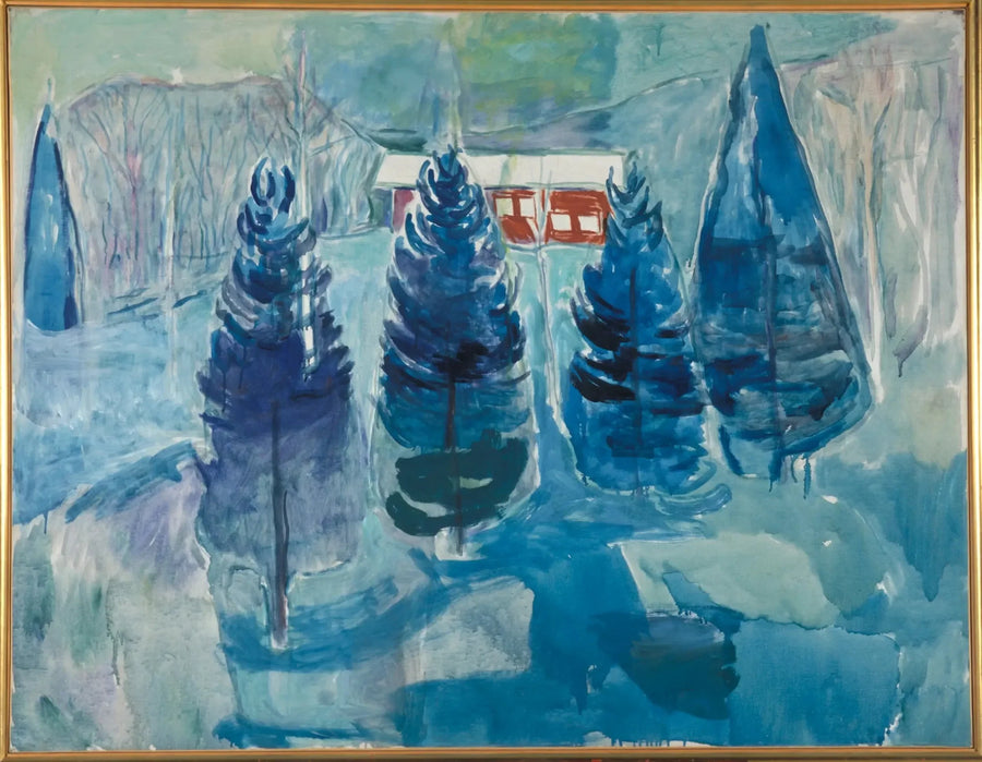 casa roja y Piceas - Edvard Munch