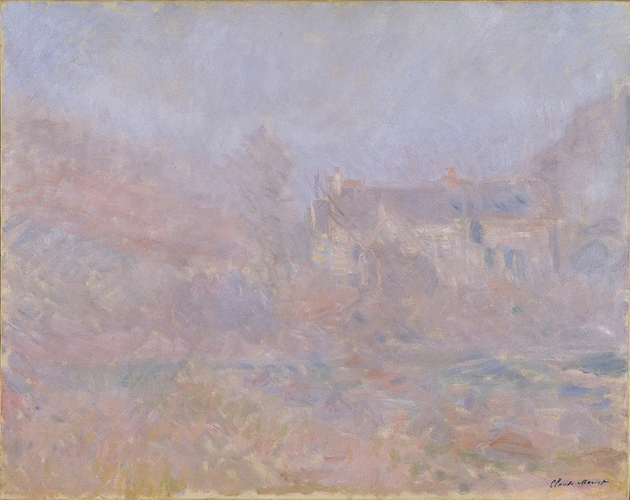 Casas en Falaise, niebla - Claude Monet