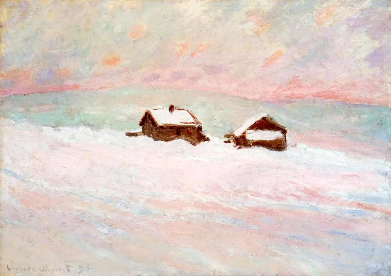 Reproduction du tableau « Maisons dans la neige, Norvège - Claude Monet » par Alpha Reproduction en peinture à l’huile