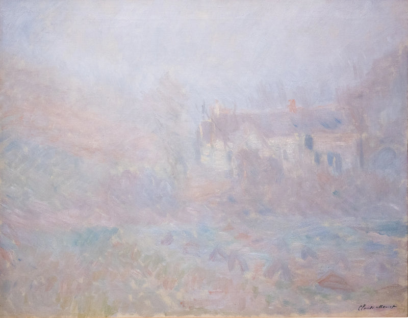 Casas en Falaise, niebla W977 - Claude Monet
