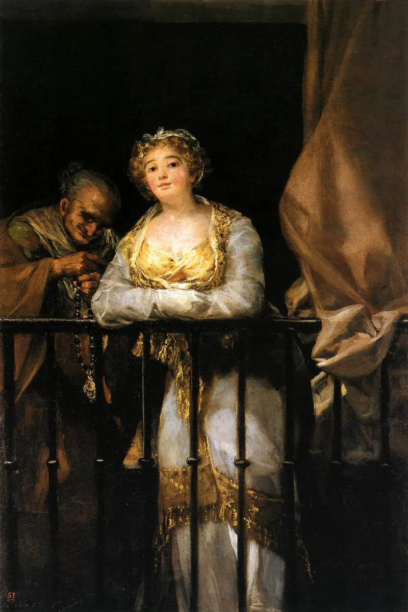 Maja y Célestine en el balcón - Francisco de Goya