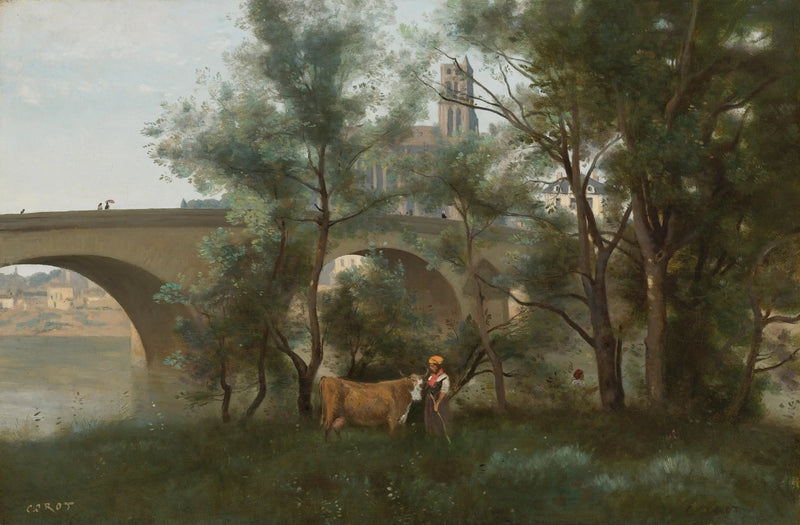 Mantes, los márgenes del Sena al pie del puente - Jean-Baptiste Camille Corot