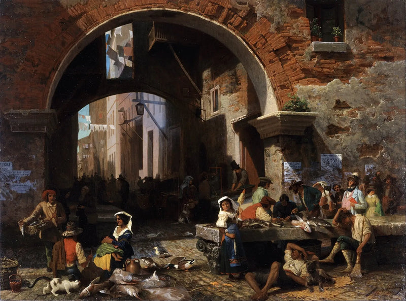 Mercado de pescado romano. Arco de Octavio - Albert Bierstadt