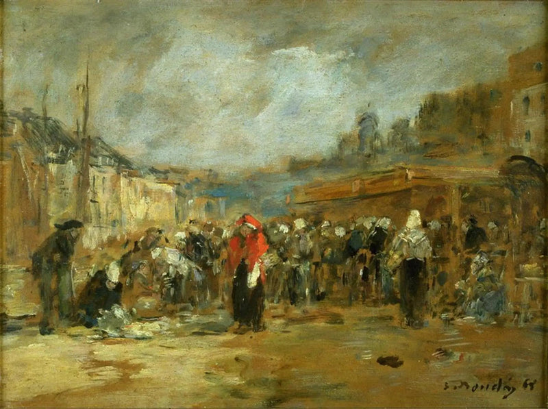 Mercado de los pescados, Honfleur - Eugène Boudin