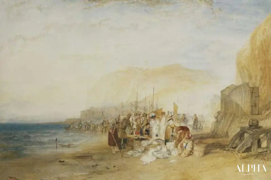 Marché aux poissons tôt le matin sur la plage - William Turner - Reproductions de tableaux et peintures haut de gamme