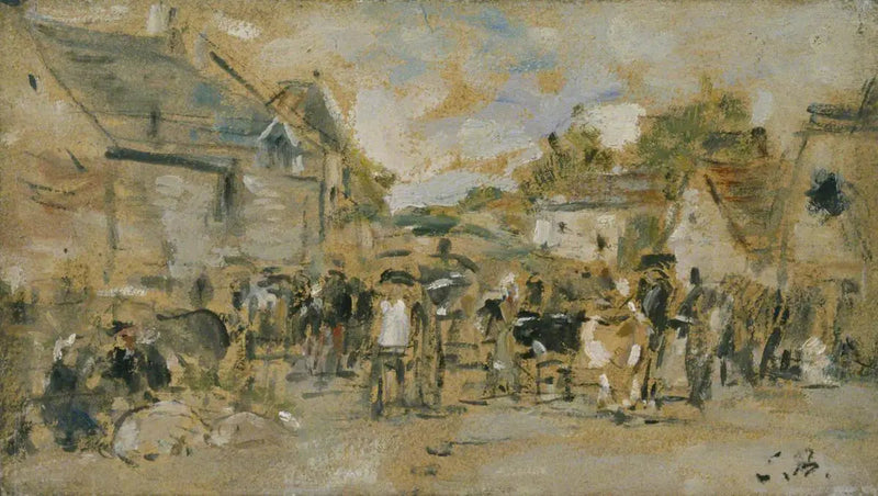 Mercado del pueblo - Eugène Boudin