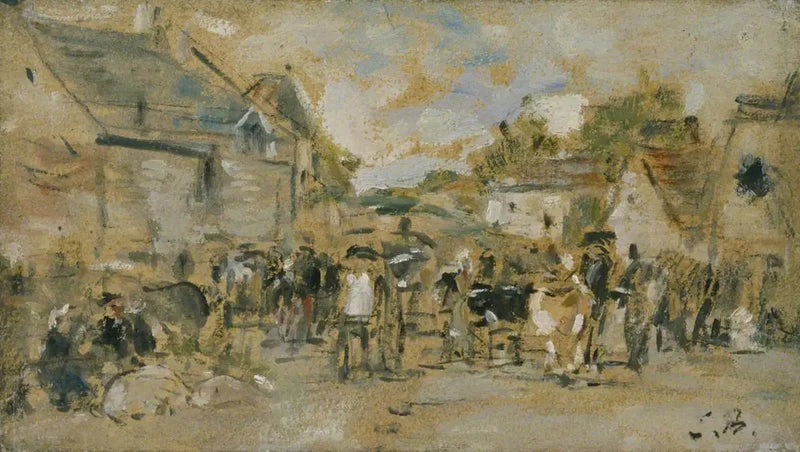 Mercado del pueblo - Eugène Boudin