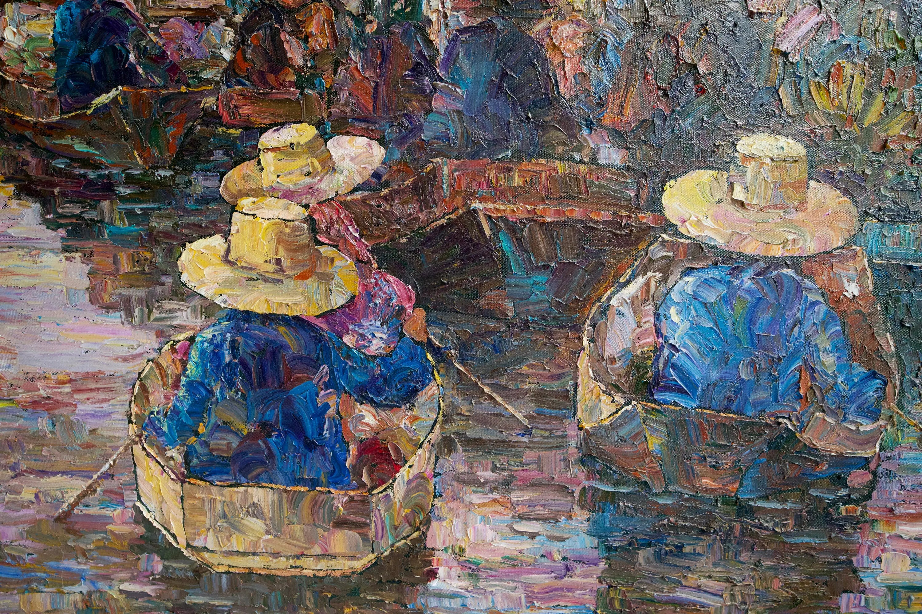 Marché flottant | 145 x 105 cm Reproductions de tableaux à la peinture à l’huile