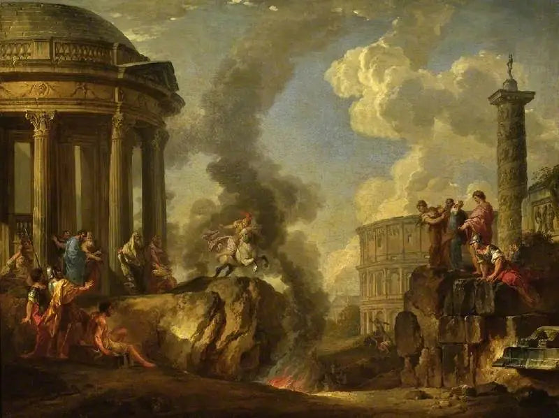 Marcus Curtius saltando en el golfo - Giovanni Paolo Panini