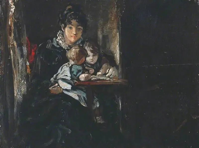 María Constable con dos de sus hijos. Al dorso: Copia según Teniers - John Constable