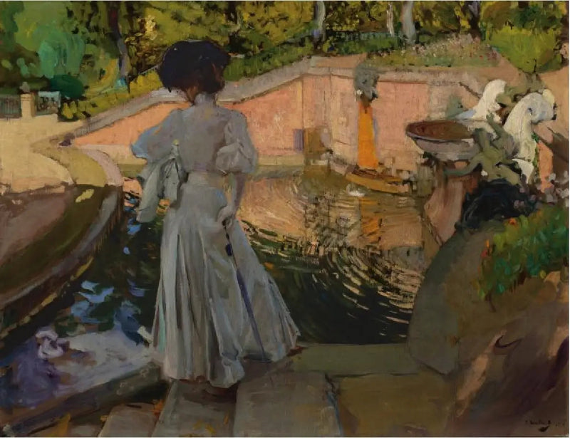 María mira los peces. Cierra - Joaquín Sorolla