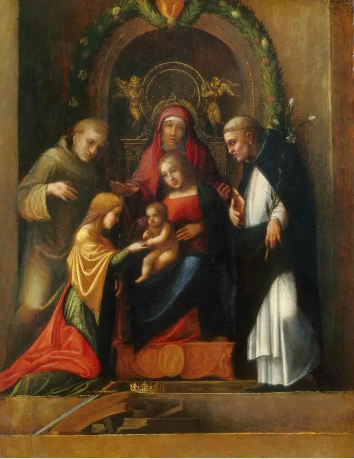 Matrimonio místico de Santa Catalina de Alejandría y santos - Antonio da Correggio