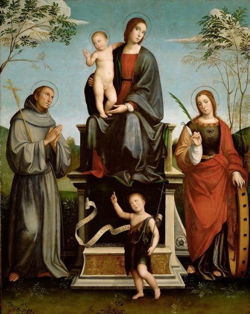 María con el Niño, san Francisco, santa Catalina y el joven san Juan Bautista - Francesco Francia