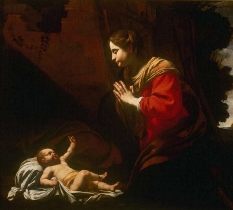 María adorando al Niño - Simon Vouet