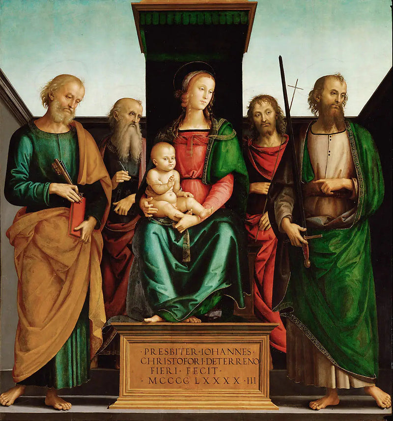 María con el Niño y los cuatro santos - Pietro Perugino