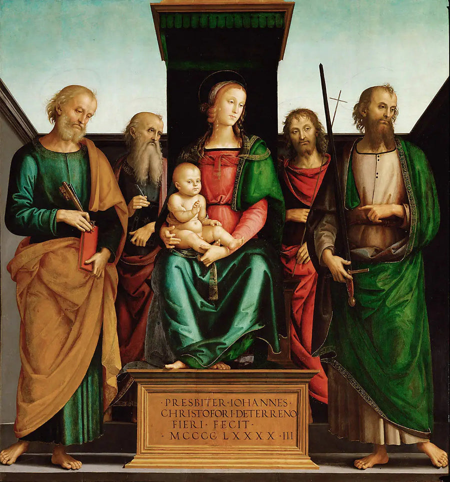 María con el Niño y los cuatro santos - Pietro Perugino
