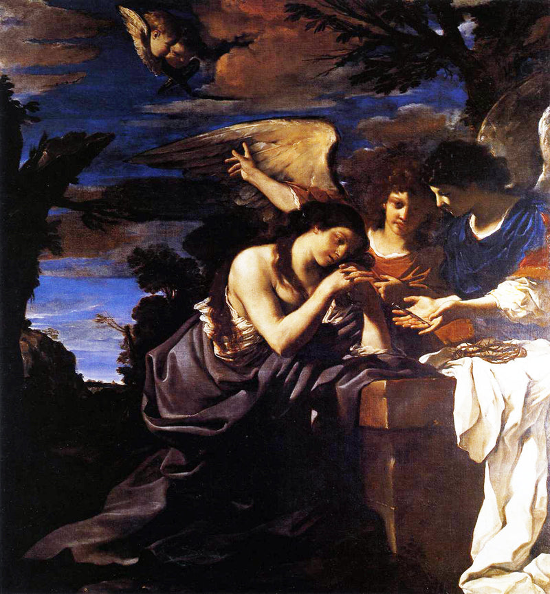María Magdalena con dos ángeles - Guercino