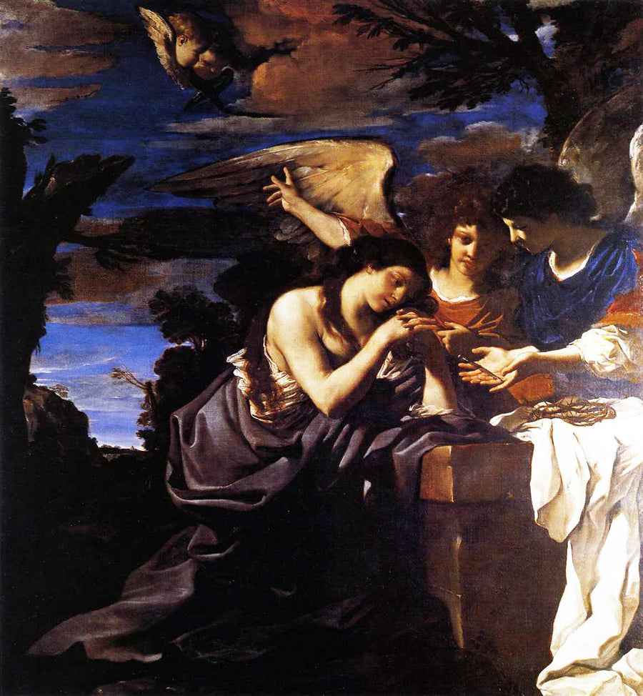 María Magdalena con dos ángeles - Guercino