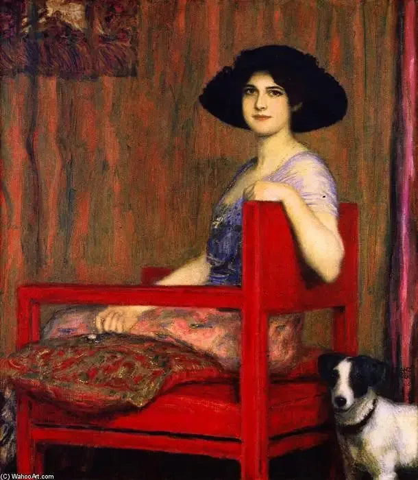 Marie en una silla roja - Franz Von Stuck