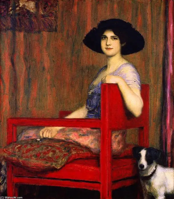 Marie en una silla roja - Franz Von Stuck