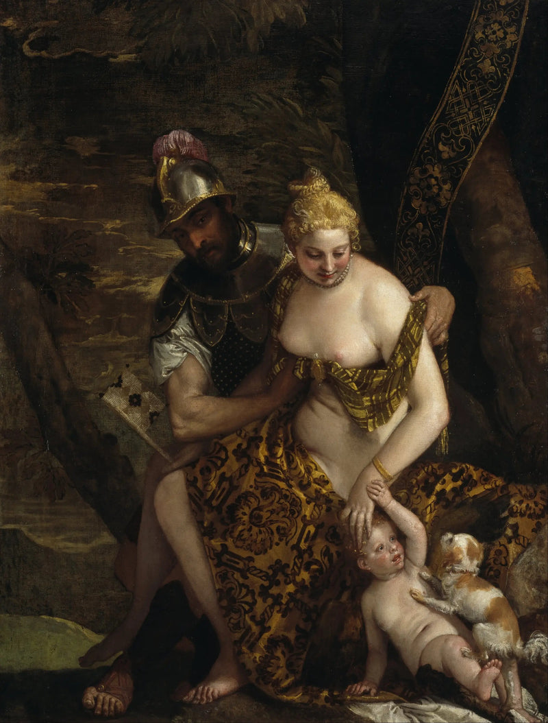 Marte desnudando a Venus con Cupido y un perro - Paolo Veronese
