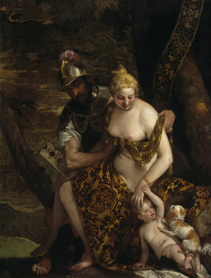 Marte desnudando a Venus con Cupido y un perro - Paolo Veronese